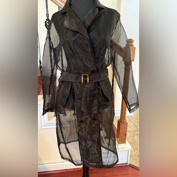 Sheer Black/Tan/White Trench Coat with Belt Bundle - Picture 1 of 7